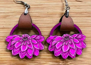 Round Flower With Leather - Purple