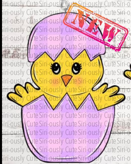 Chick In Egg - Purple Plaid Sublimation Transfer