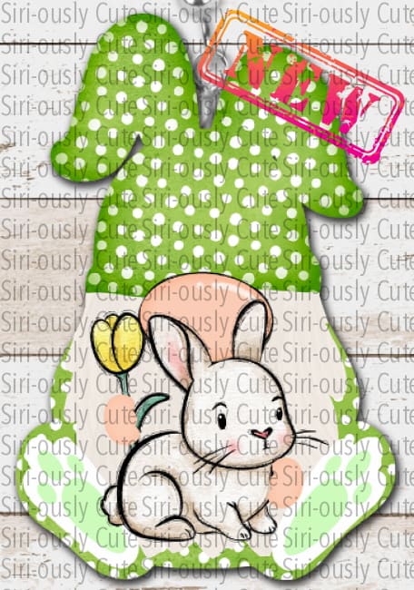 Gnome Bunny - Green Dots Sublimation Transfer