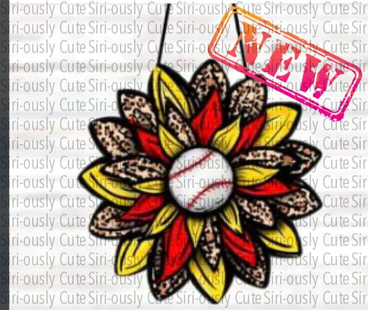 Leopard And Red Sunflower - Baseball Sublimation Transfer