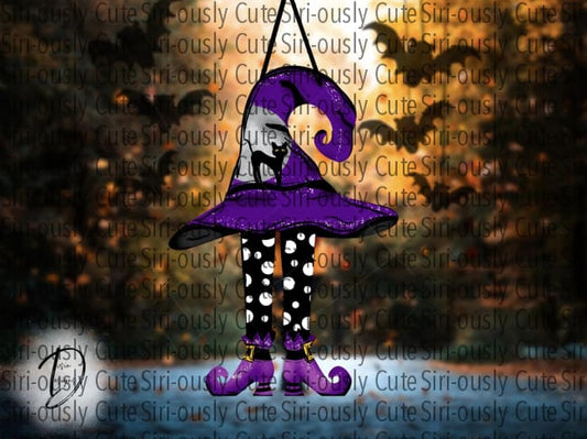 Purple Witch Hat With Legs - Black Cat Sublimation Transfer