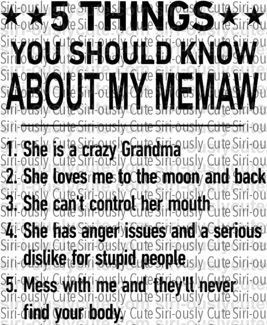 5 Things You Should Know About My Memaw - Siri-ously Cute Subs