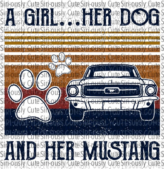 A Girl Her Dog And Mustang