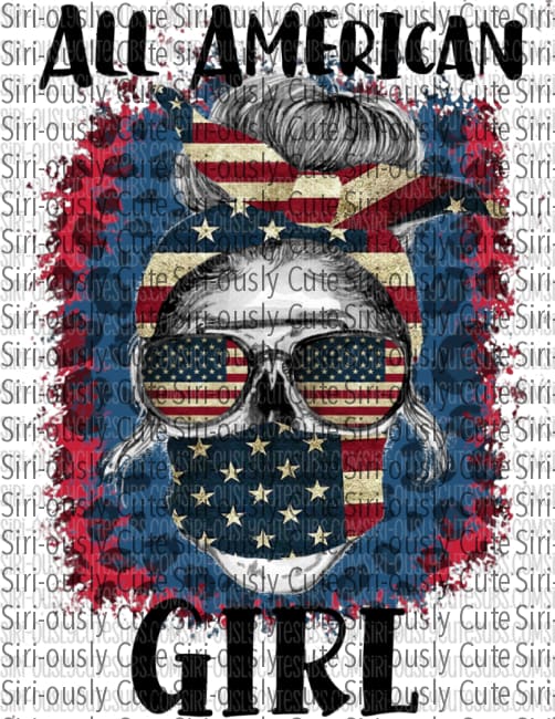 All American Girl - Skull With Patriotic Glasses Leopard Background