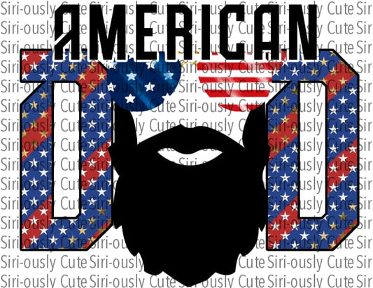 American Beard And Glasses Flag Letters - Dad Or Mini