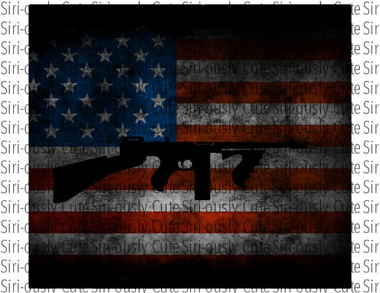 American Flag With Black Machine Gun 2 - Straight Tumbler