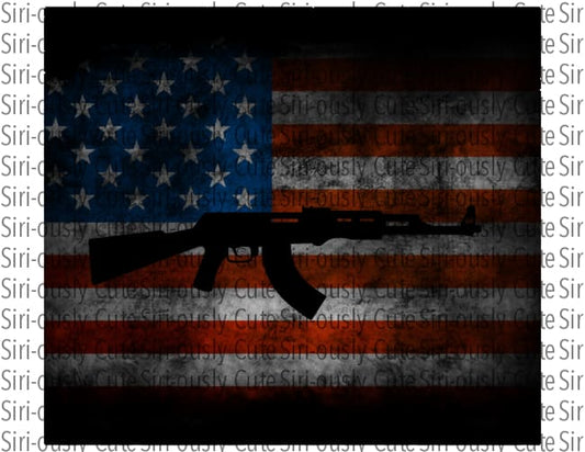 American Flag With Black Machine Gun - Straight Tumbler