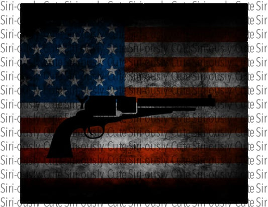 American Flag With Black Pistol - Straight Tumbler