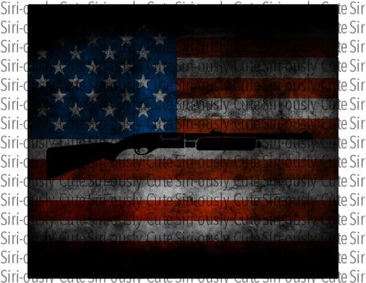 American Flag With Black Shotgun - Straight Tumbler