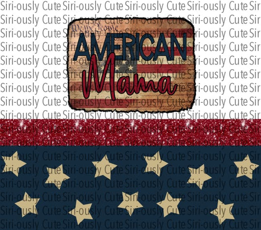 American Mama Red Glitter With Stars Straight Tumbler