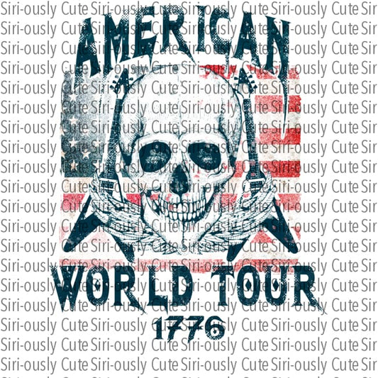 American World Tour Guitar Skull With Flag