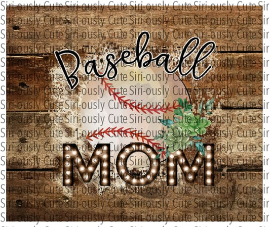 Baseball Mom - Wood And Marquee Straight Tumbler