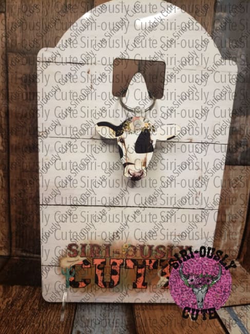 Black And White Cow Head With Peach Green Flowers Keychain Keychains