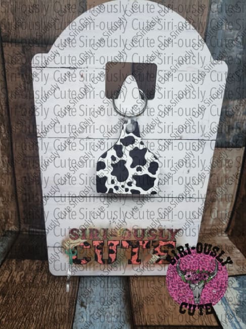 Black And White Cow Print Tag Keychain Keychains