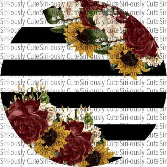 Black And White Stripe With Red Flowers