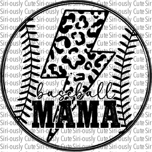 Black Baseball With Leopard Bolt - Mama
