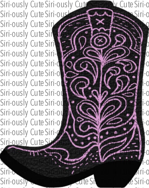 Black Boot With Pink Scroll