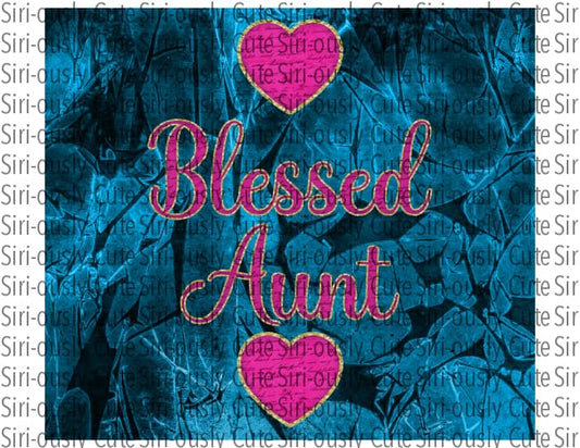 Blessed Aunt - Pink Hears With Turquoise Straight Tumbler