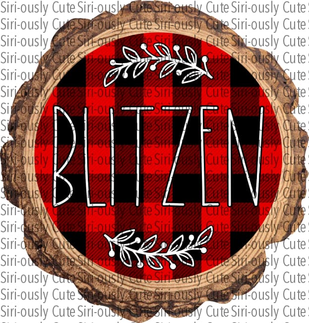 Blitzen - Red Buffalo Plaid With Flourish Wood Slice
