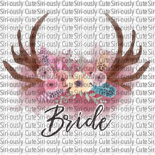 Bride - Floral Antlers With Pink Background