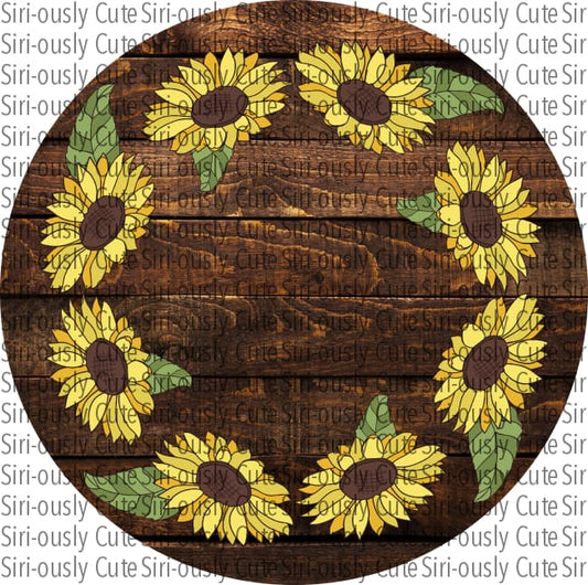 Brown Wood With Sunflower Border