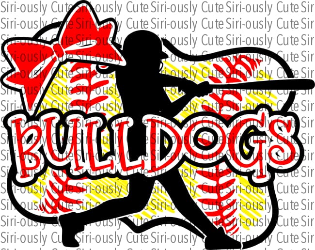 Bulldogs - Softball Girl With Bat Bow