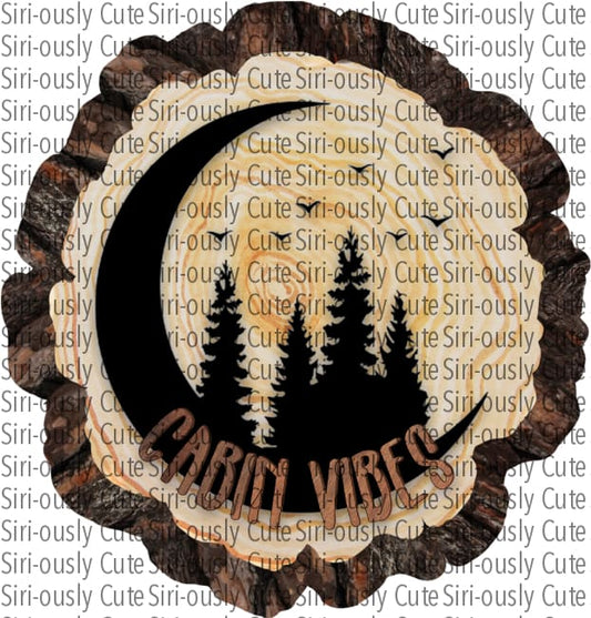 Cabin Vibes Moon And Trees Wood Slice