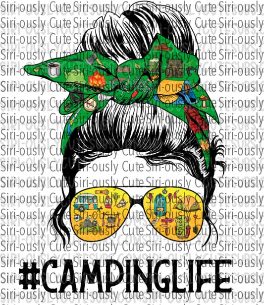 Camping Life - Yellow And Green Messy Bun