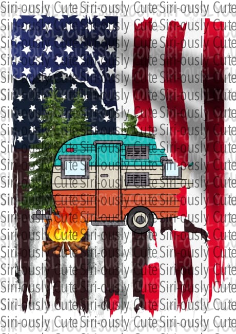 Camping With Usa Flag