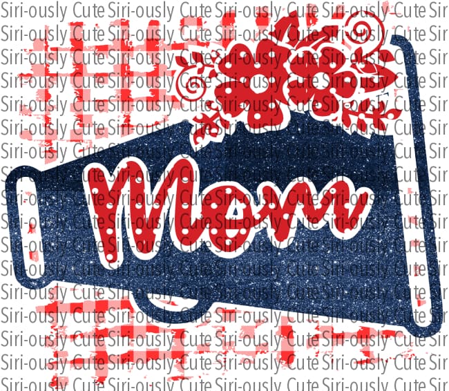 Cheer Mom - Blue And Red Floral Megaphone