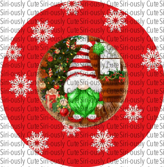 Christmas Gnome With Green Beard Round Sublimation Transfer