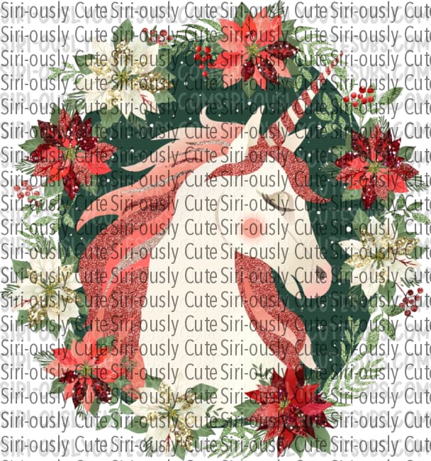 Christmas Unicorn - Floral Background