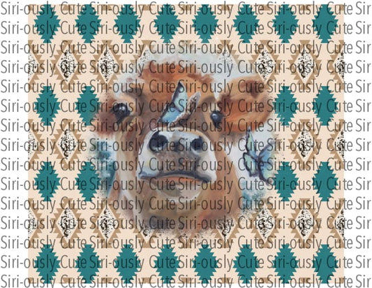 Cow Face With Beige And Teal Diamonds Straight Tumbler