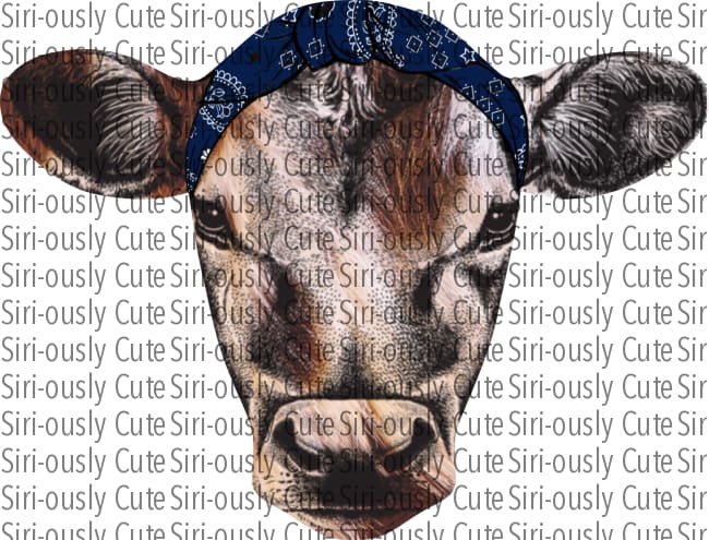 Cow Head With Blue Bandana