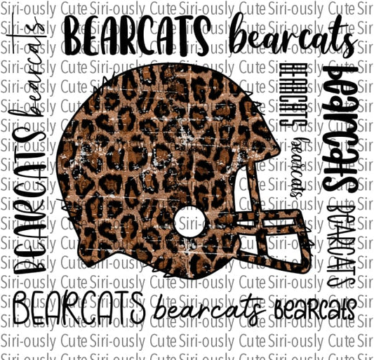 Distressed Leopard Football Helmet - Bears