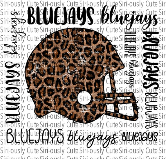 Distressed Leopard Football Helmet - Bluejays