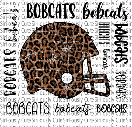 Distressed Leopard Football Helmet - Bobcats