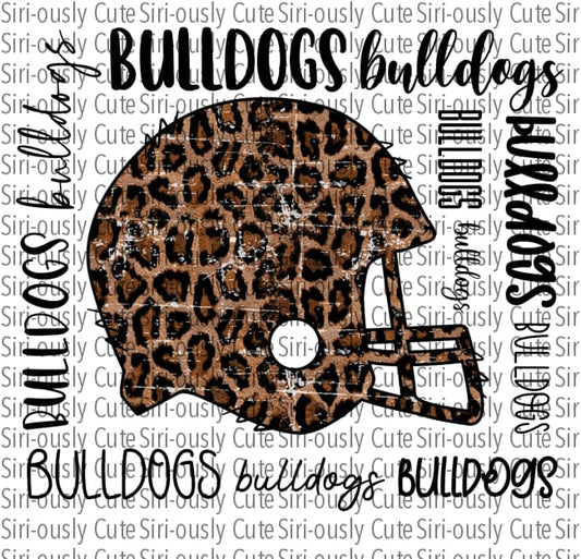 Distressed Leopard Football Helmet - Bulldogs