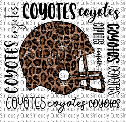Distressed Leopard Football Helmet - Coyotes