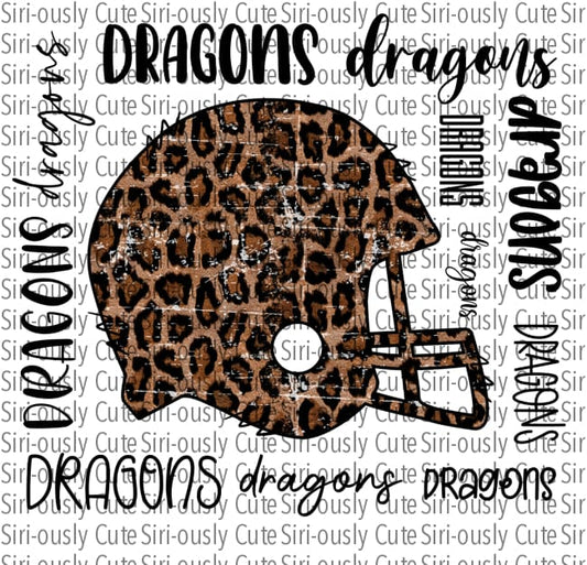 Distressed Leopard Football Helmet - Dragons