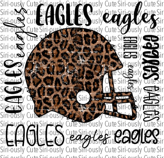 Distressed Leopard Football Helmet - Eagles
