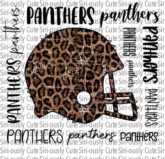 Distressed Leopard Football Helmet - Panthers