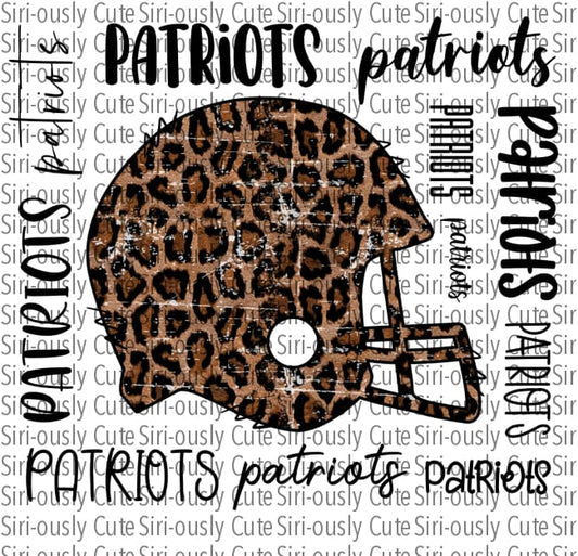 Distressed Leopard Football Helmet - Patriots