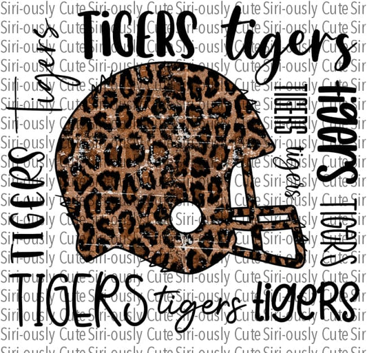 Distressed Leopard Football Helmet - Tigers