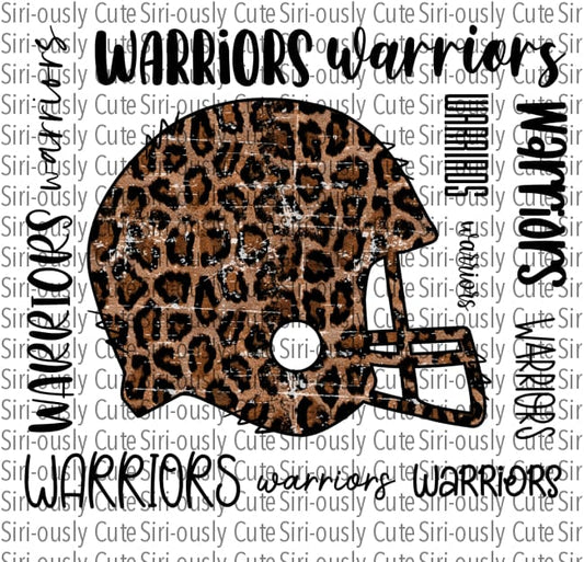 Distressed Leopard Football Helmet - Warriors