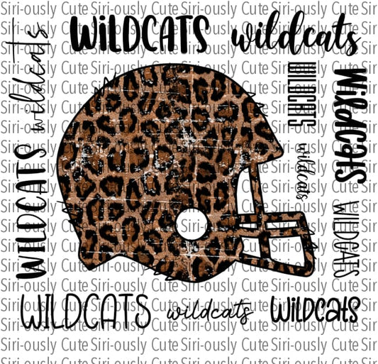 Distressed Leopard Football Helmet - Wildcats