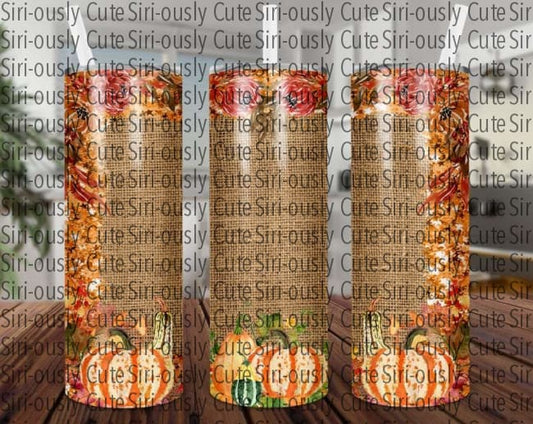 Fall Pumpkin With Leaves - 20Oz Straight Tumbler