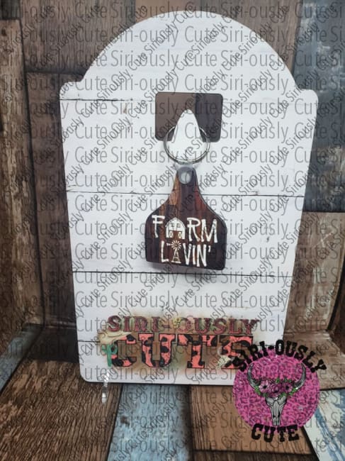 Farm Livin Brown Cow Tag Keychain Keychains