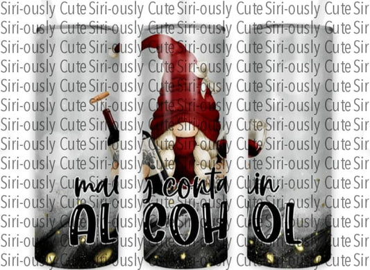 Gnome May Contain Alcohol Wine Straight Tumbler Sublimation Transfer