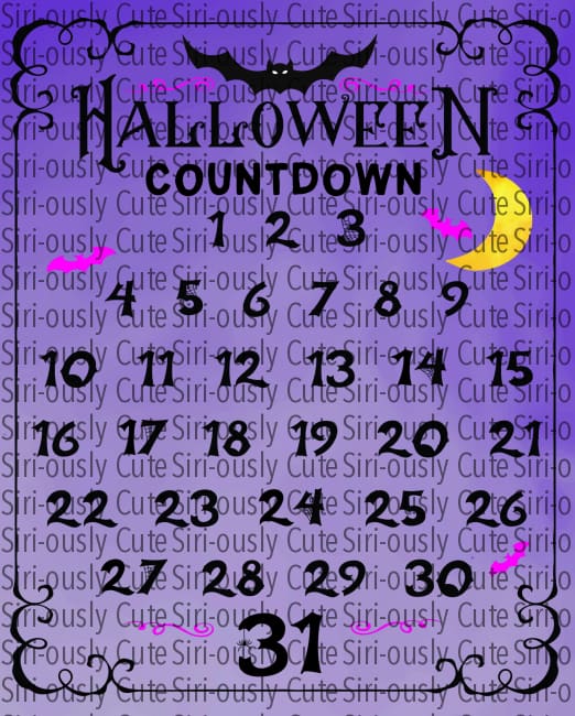 Halloween Countdown - Purple Bats